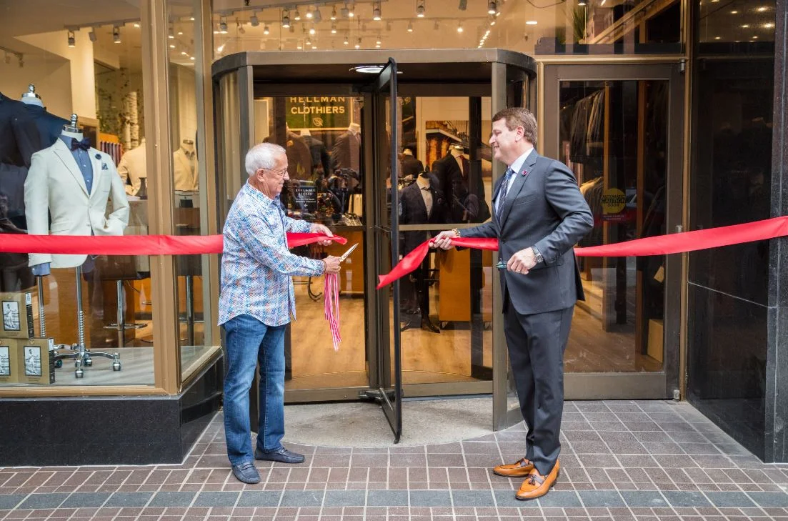 Marty Brennaman and Chuck Hellman - Grand Opening of Hellman Clothiers, 2017