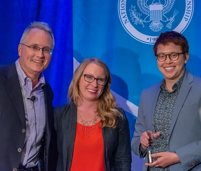 Big Tent Nation’s Brian Clancy and Caroline Klibanoff present the Local award to Kalie McMonagle.
