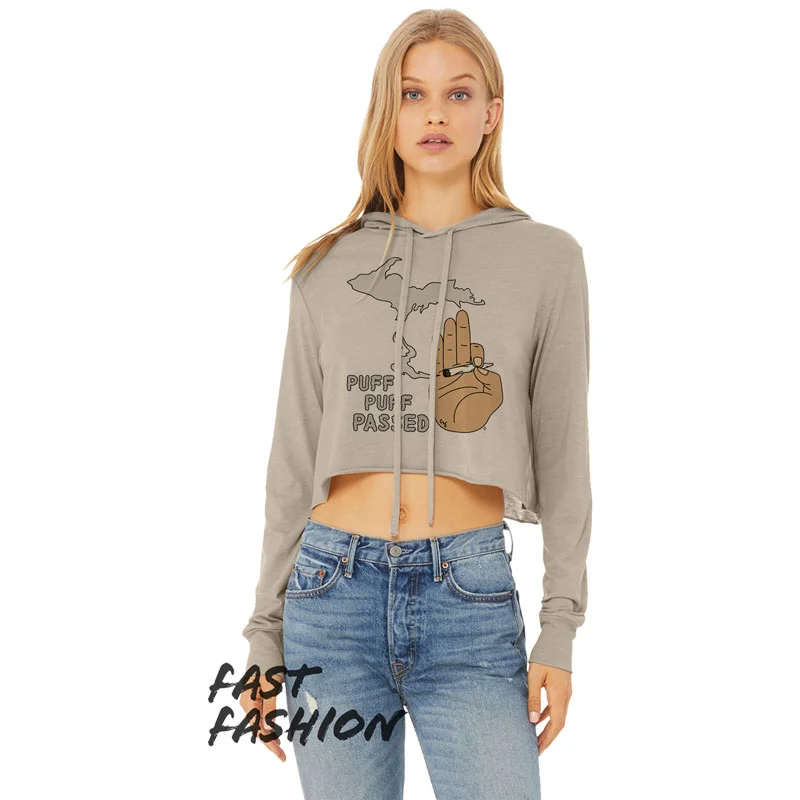 Bella + Canvas Ladies' Cropped Long Sleeve Hooded Sweatshirt