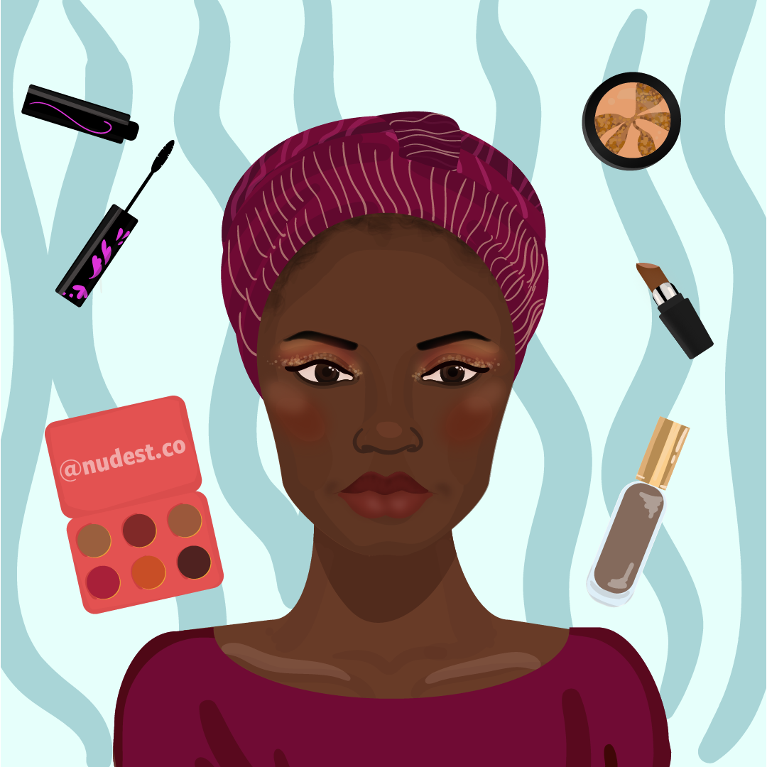 Full Face of Makeup with Black Roots