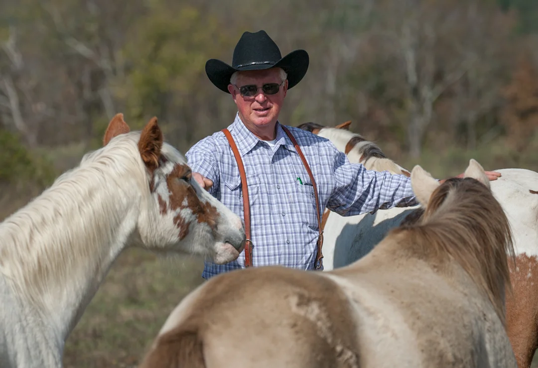 1 Bryant Rickman with Choctaw Horses Also known as Spanish Colonial Mustangs