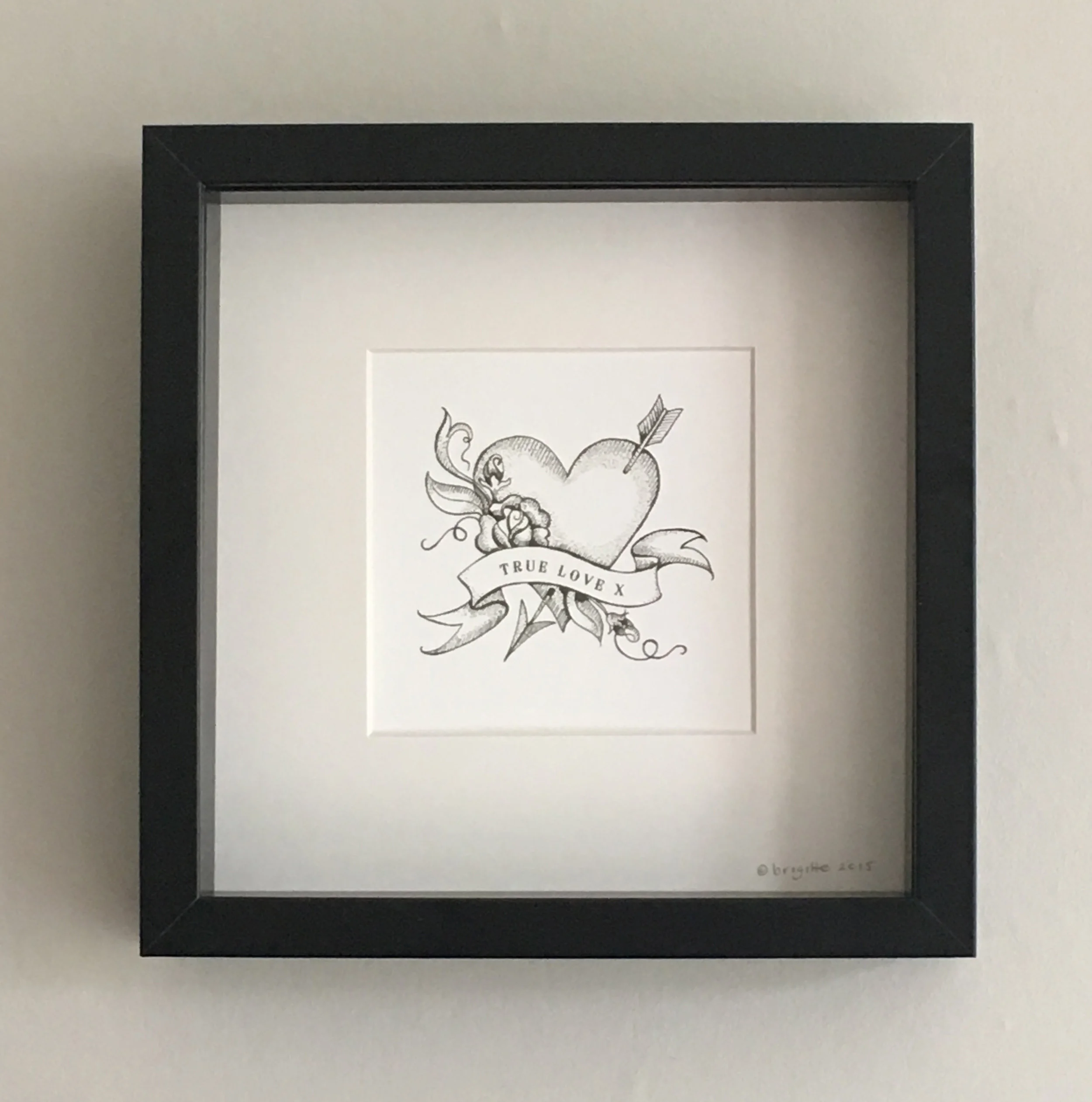 Tattoo Heart & Banner Monochrome