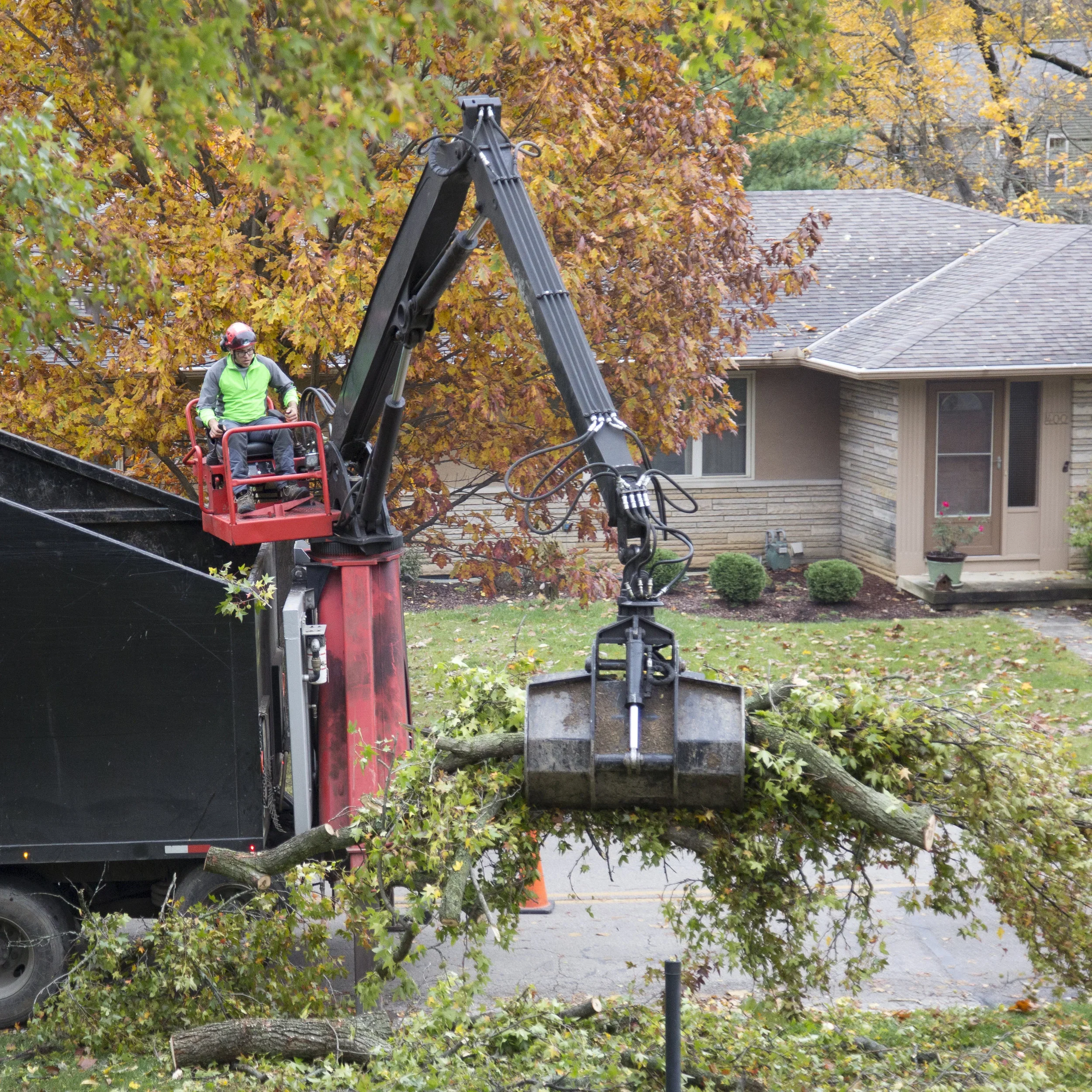  Grapple Trucks  
Equipped with a knuckle boom and a 50 cubic yard bin to quickly pick up large logs and brush, and dispose of refuse in a snap