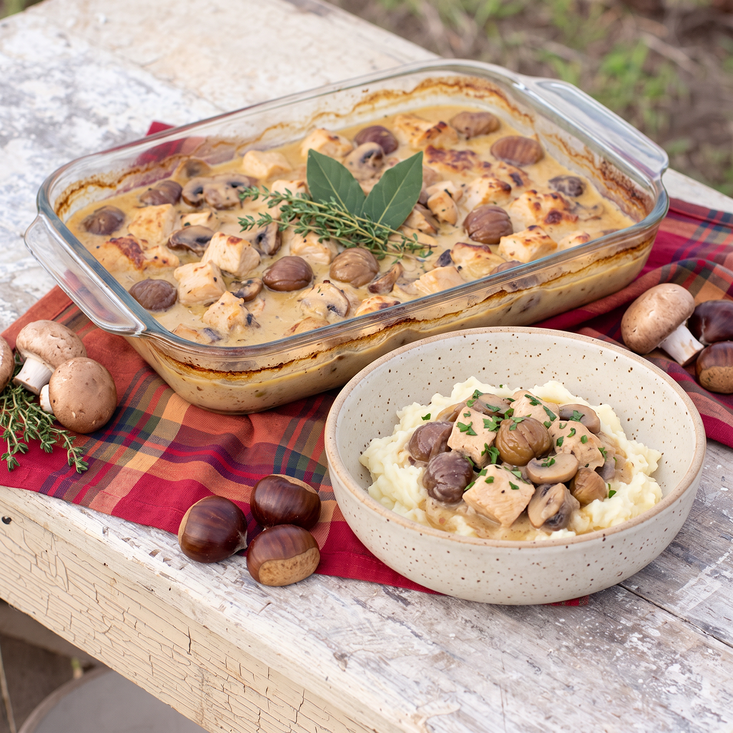 Chicken Breasts with Chestnuts and Mushrooms