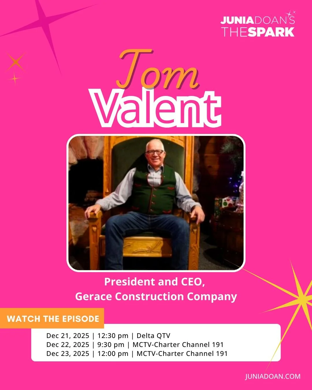 &lsquo;Tis the season to share my interview President and CEO of Gerace Construction Company Tom Valent about his role as Santa Claus during the holidays.

Tune in Sunday, December 21, 2025, at 12:30 p.m. on Delta College Public Media, Monday, Decemb