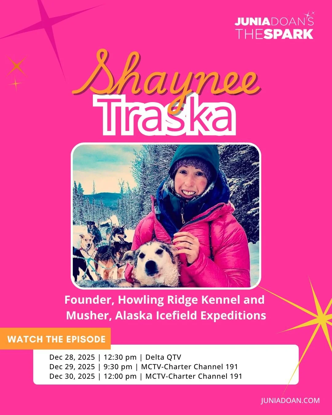 Founder of Howling Ridge Kennel and Alaska Icefield Expeditions Musher @shaynee_howlingridgekennel is the perfect candidate for embracing the winter season. Next week we discuss her love for dog sledding and competing in the Iditarod.

Tune in Sunday