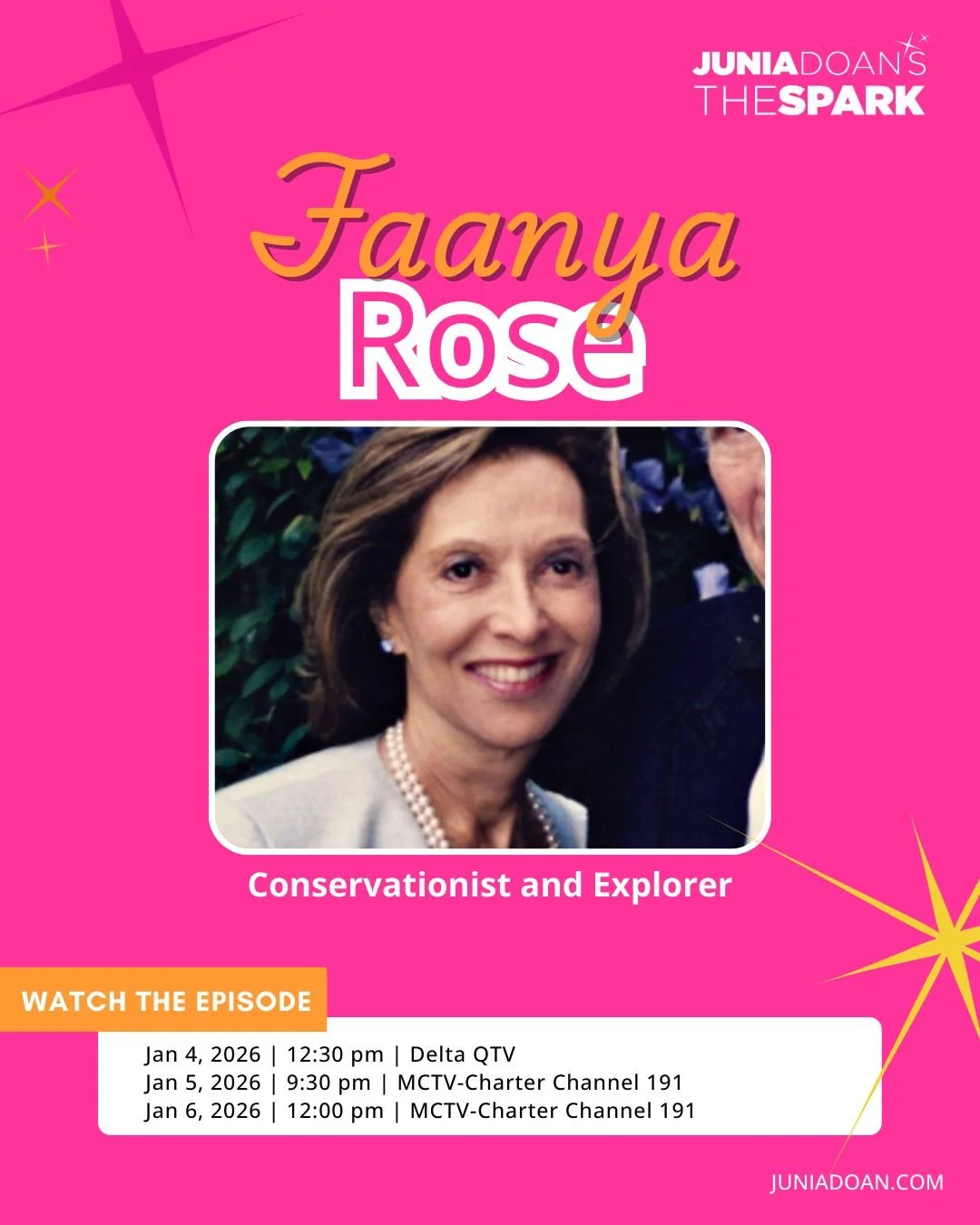 Faanya Rose has been a renowned conservationist and explorer since the 1960s. Learn more about her adventures, work, and involvement with @the_explorers_club next week!

Tune in Sunday, January 4, 2026 at 12:30 p.m. on Delta College Public Media, Mon