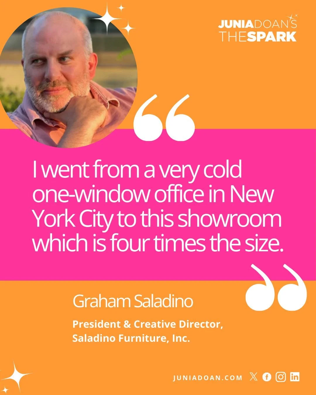 &ldquo;I went from a very cold one-window office in New York City to this showroom which is four times the size.&rdquo; President &amp; Creative Director of Saladino Furniture, Inc. Graham Saladino has helped his father&rsquo;s business grow to an in