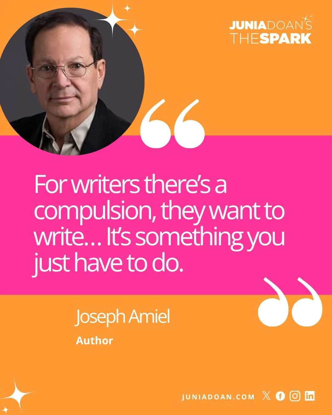 &ldquo;For writers there&rsquo;s a compulsion, they want to write&hellip; It&rsquo;s something you just have to do.&rdquo; Author Joseph Amiel enjoys the process of rebuilding and changing stories. His knack of writing was prevalent throughout life a