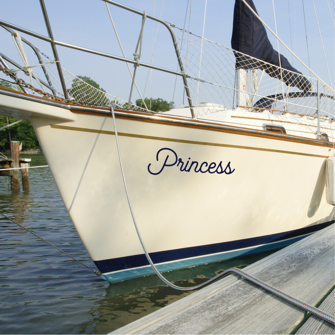 Custom boat name lettering - Script style