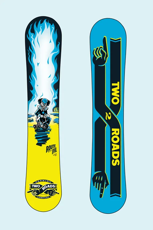Two Roads Brewery | Route of All Evil snowboard design