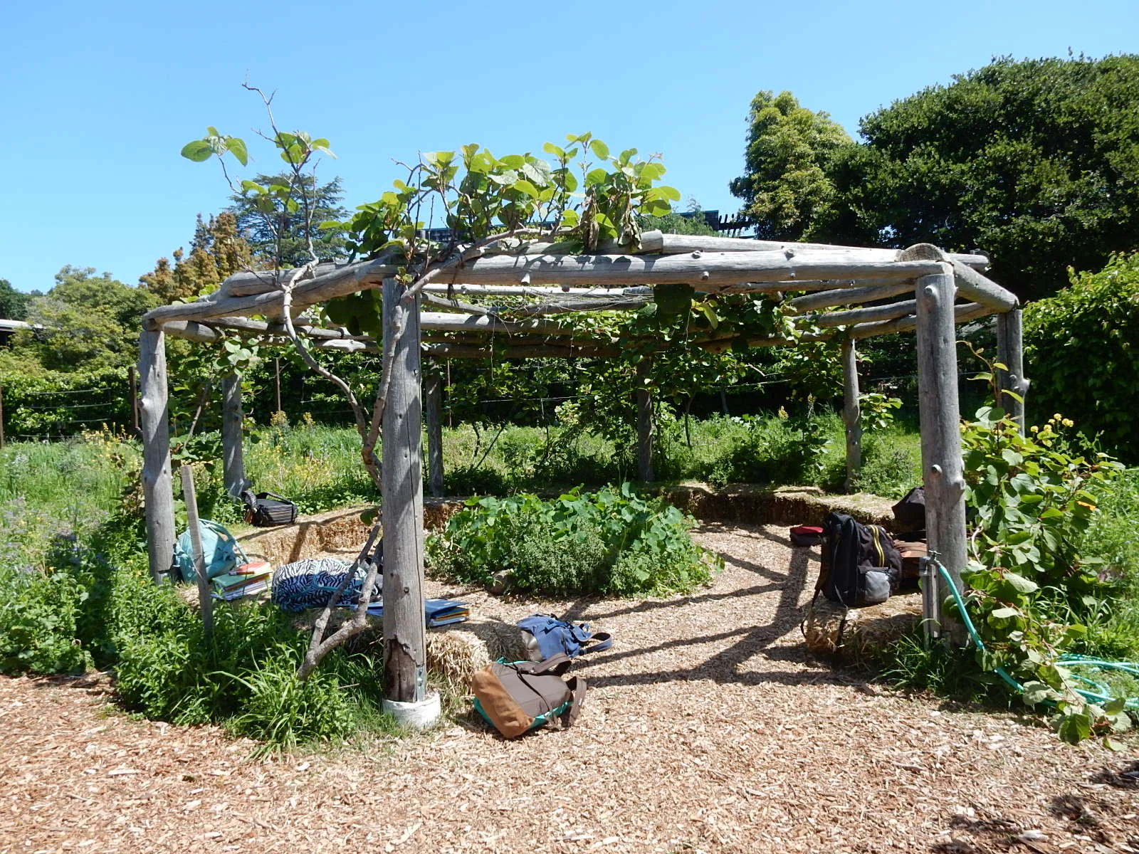 Existing straw bale seating