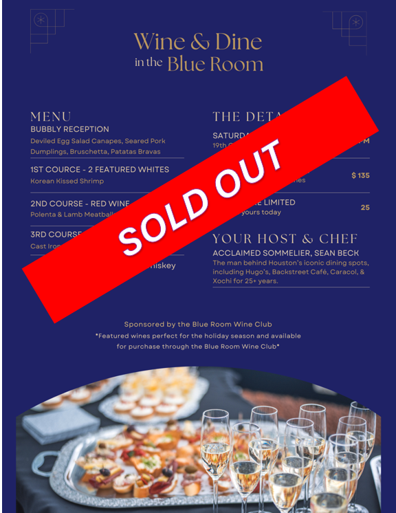 Wine Tasting Dinner in the Blue Room Featuring Sean Beck - Lodge Members Only