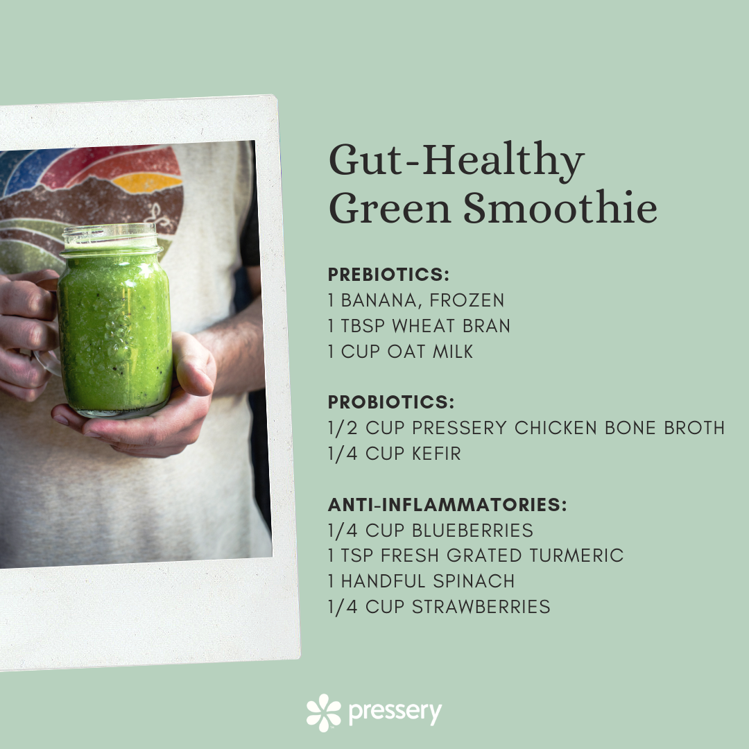 To get back in good gut health, try this nourishing cocktail of probiotics, prebiotics, and anti—inflammatory foods.
