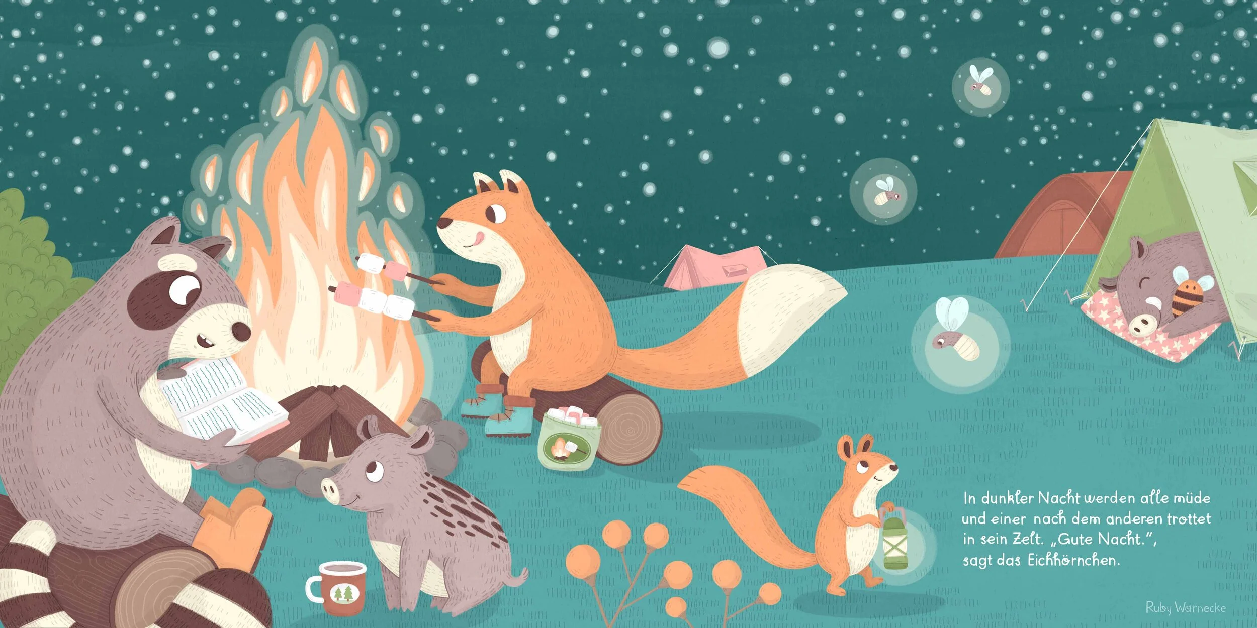 Camping Animals double page spread