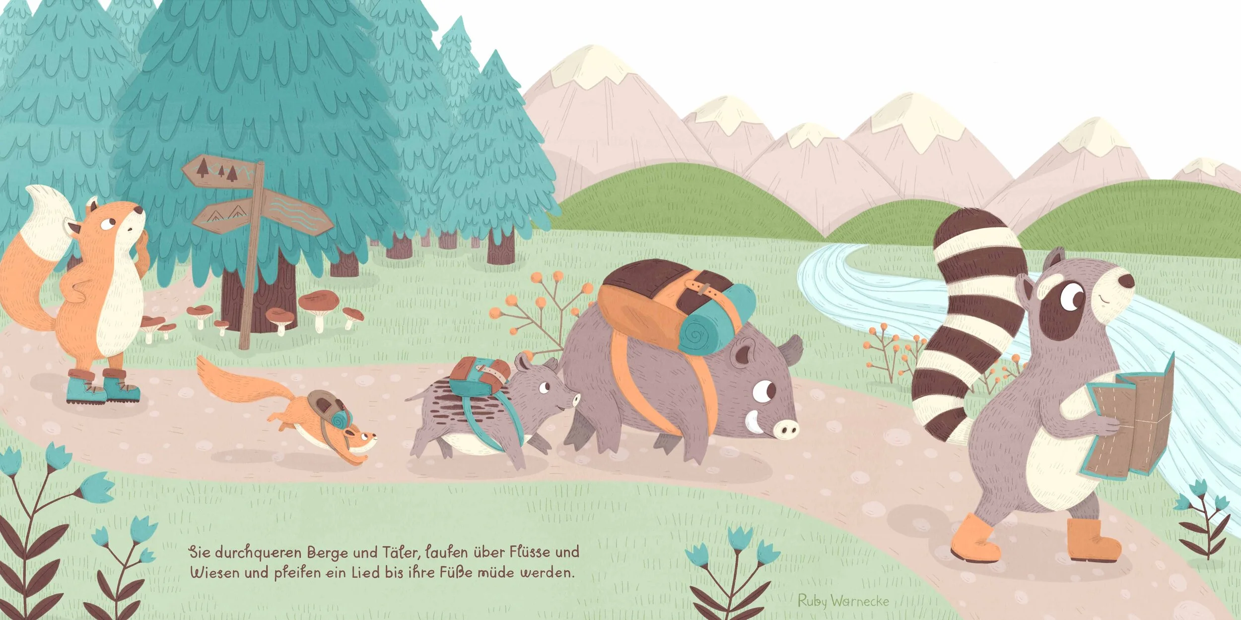 Camping Animals double page spread