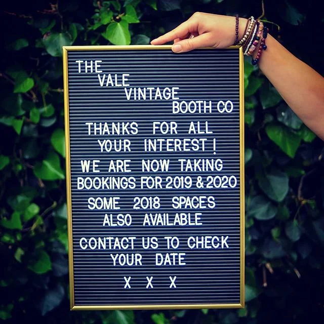 Thanks for all of your support so far you lovely people 💛 We are booking way in to the future ✌ Check your date boothers...you can email us at hello@vintagevalebooth.co.uk, contact us through www.valevintagebooth.co.uk or message us through the magi