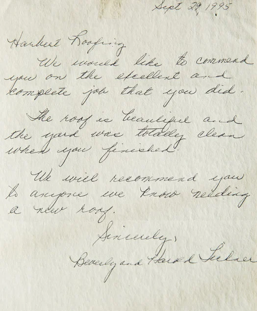 Beverly and Harold Lechaer Written testimonial