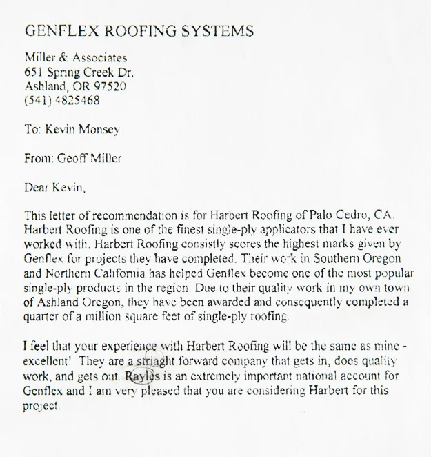 Genflex Roofing Systems Printed Testimonials