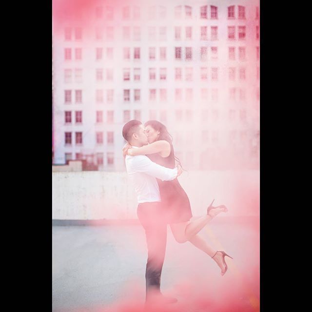 Aaron &amp; Lisa were up for anything we wanted to do, so we did it all including this rooftop photo session. ❤️ - Although right now we&rsquo;re really starting to miss the clean BC air and blue skies, keep your heads up guys the good news is rain i