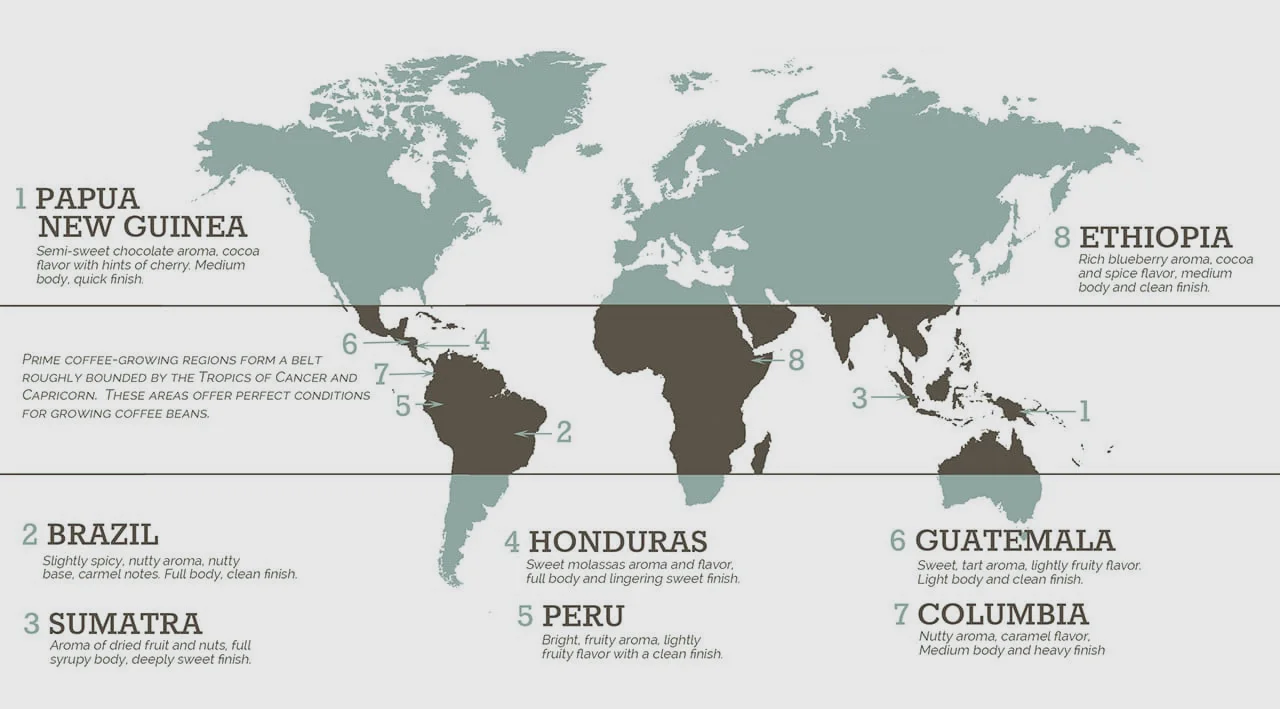 Coffee roasting locations of the world