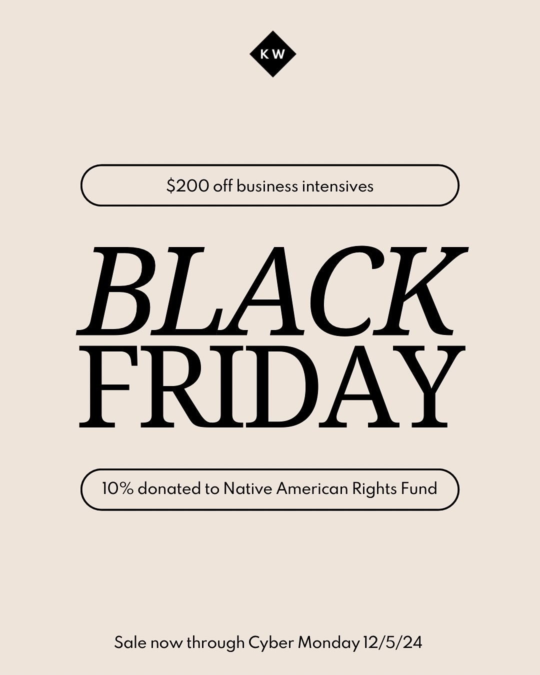 We do #blackfriday a little differently over here.

After years of opting out of the November deals, it&rsquo;s time to keep things short and simple.

$100 off your 90 minute business coaching intensive

10% of all sales donated to @nativeamericanrig