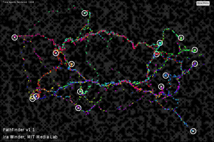 Figure 5. Pathfinding algorithm applied to approximate routing. Image: Ira Winder