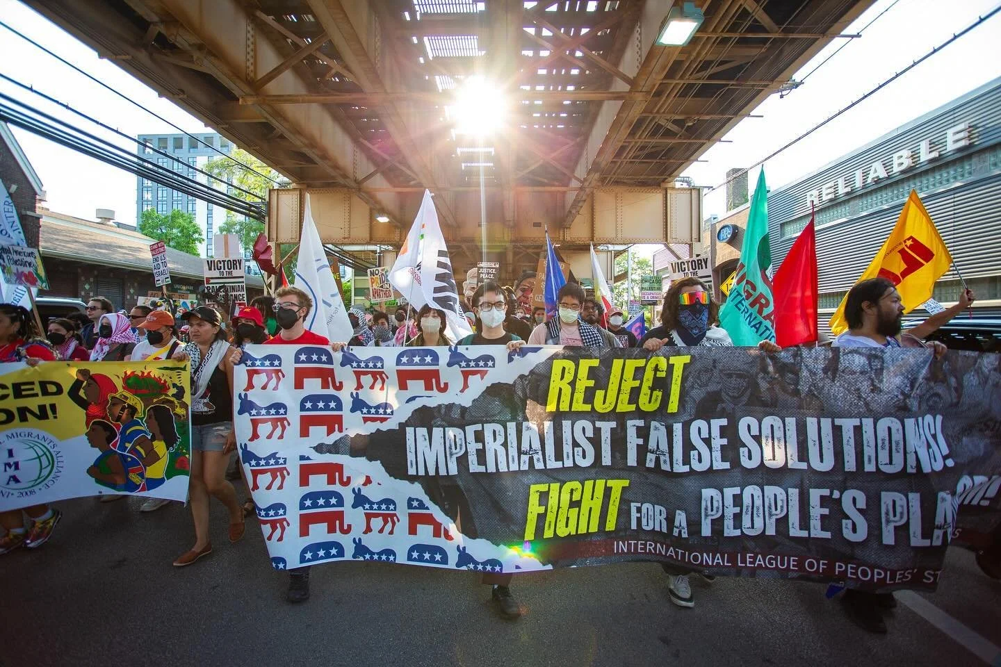On August 19th and 22nd the US out of the Philippines contingent joined 30,000 people in the streets of Chicago to March on the DNC!

Over 150 joined us to make it clear, that from Chicago, to Palestine, to the Philippines, we demand an end to US mil
