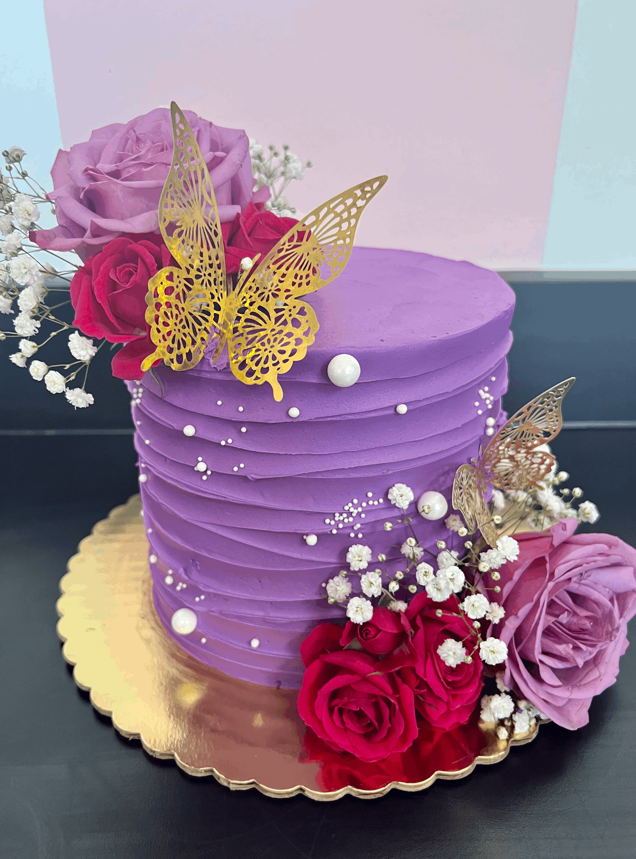 Delicious White Wedding Cake Purple Flowers Stock Photo 393886141 |  Shutterstock