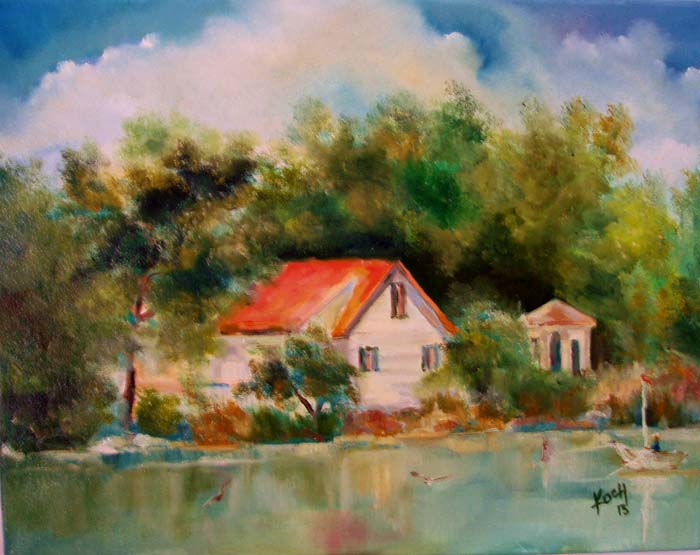 Lake at Stony Brook Village Center - Oil -14 x 18.jpg