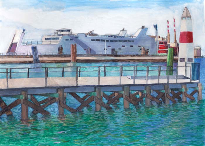 Gustavo Lucin-Port Jefferson Ferry-Watercolor on cold press paper.jpg