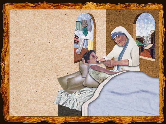 Mary Jo Ben-Nun-Mother Teresa Feeding the Poor-Digital paper collage.jpg