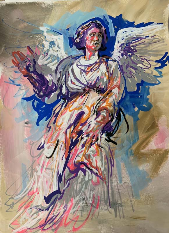 Paint Marker Angel, mixed media on paper, $320 (Copy)
