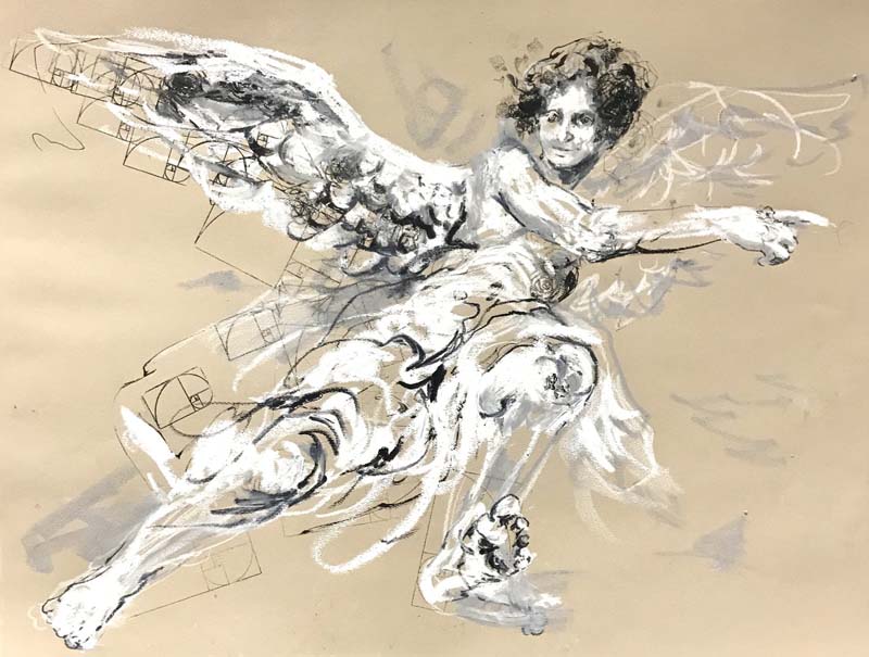 The Golden Ratio is One's Access to Flight, mixed media on paper,  24 x 18-$450 (Copy)