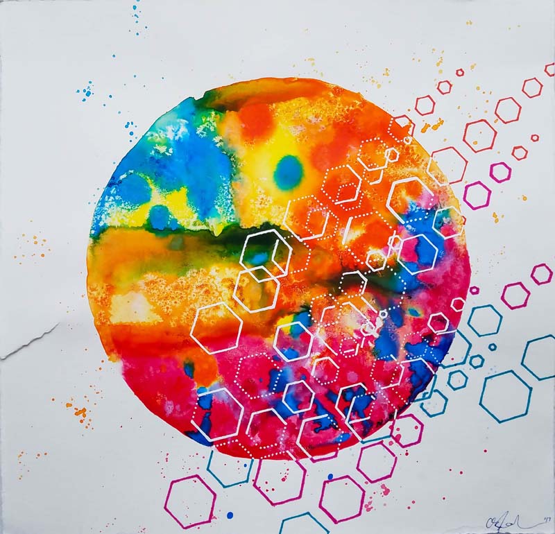 The Beginning, IN FLUX-Ink,marker on cotton paper, 12 x12, $225 (Copy)