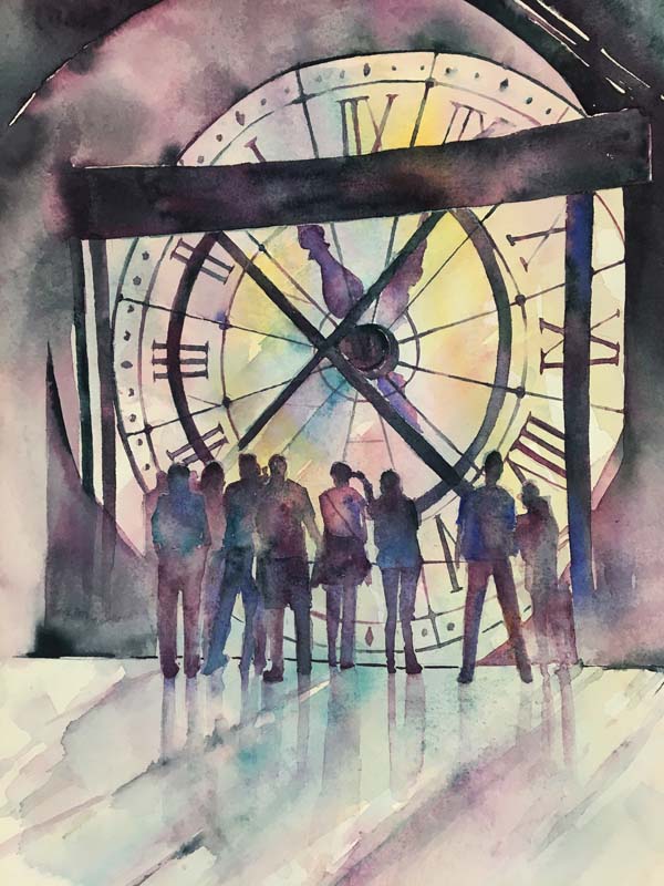 Jan Guarino-Behind the Veil of Time They Wait-Watercolor-$650 (Copy)