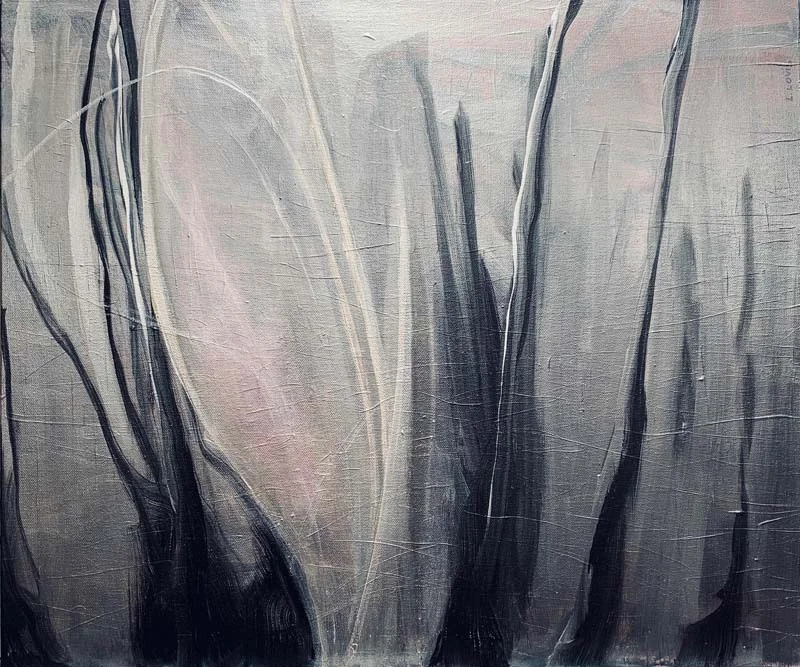 Linda Louis-Moon Time-Oil, Acrylic, Metallic Medium-$900