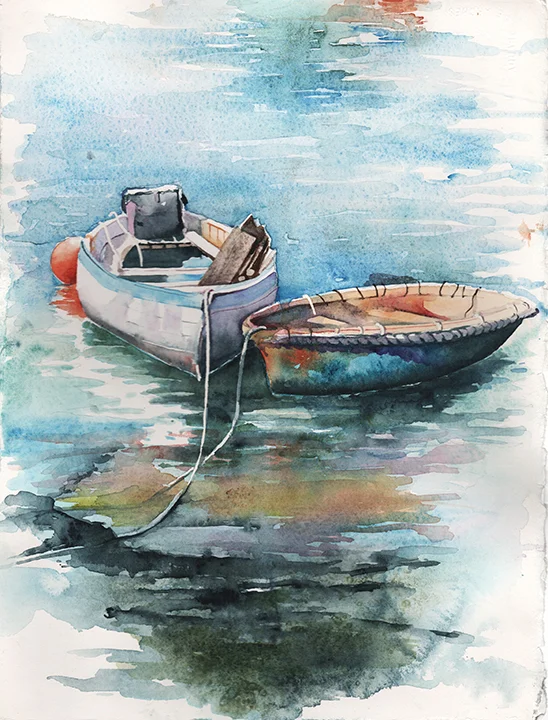 Jan Guarino-Row Me Away-Watercolor-$550