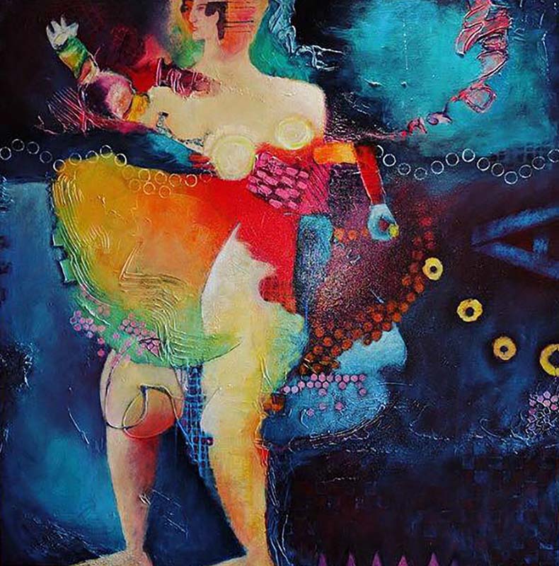 Eileen Shaloum-Dancing in the Dark-Acrylic paint, collaged Papers (Copy)