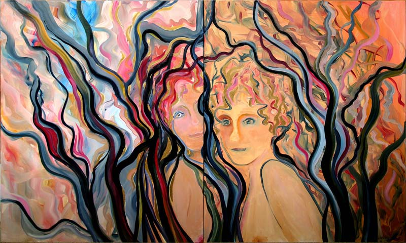 Linda Louis-Me, and the Sister I Always Want-Oil-DypTych (Copy)