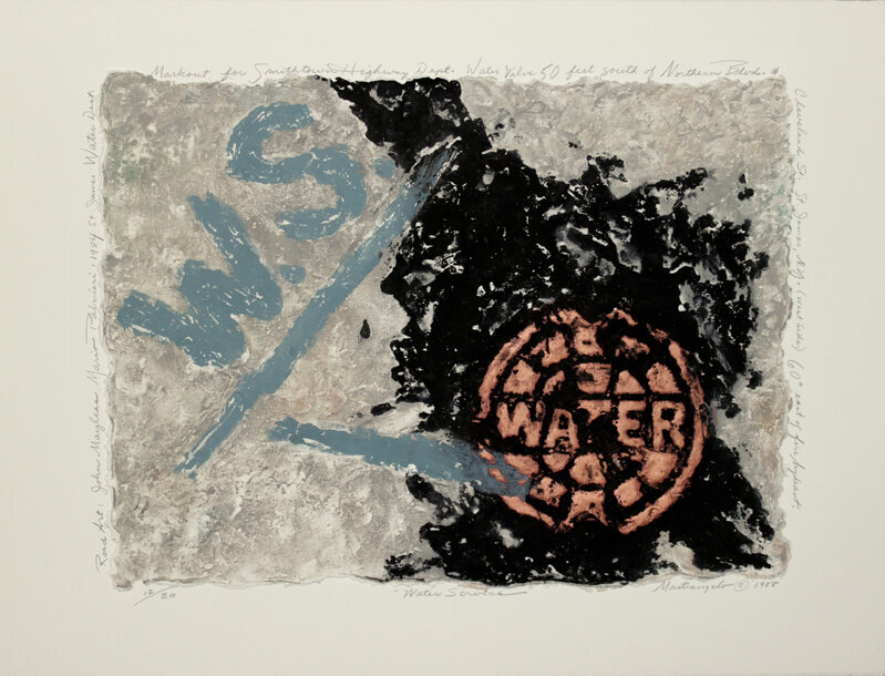 Water Service-collagraph on hand made paper-$500 framed