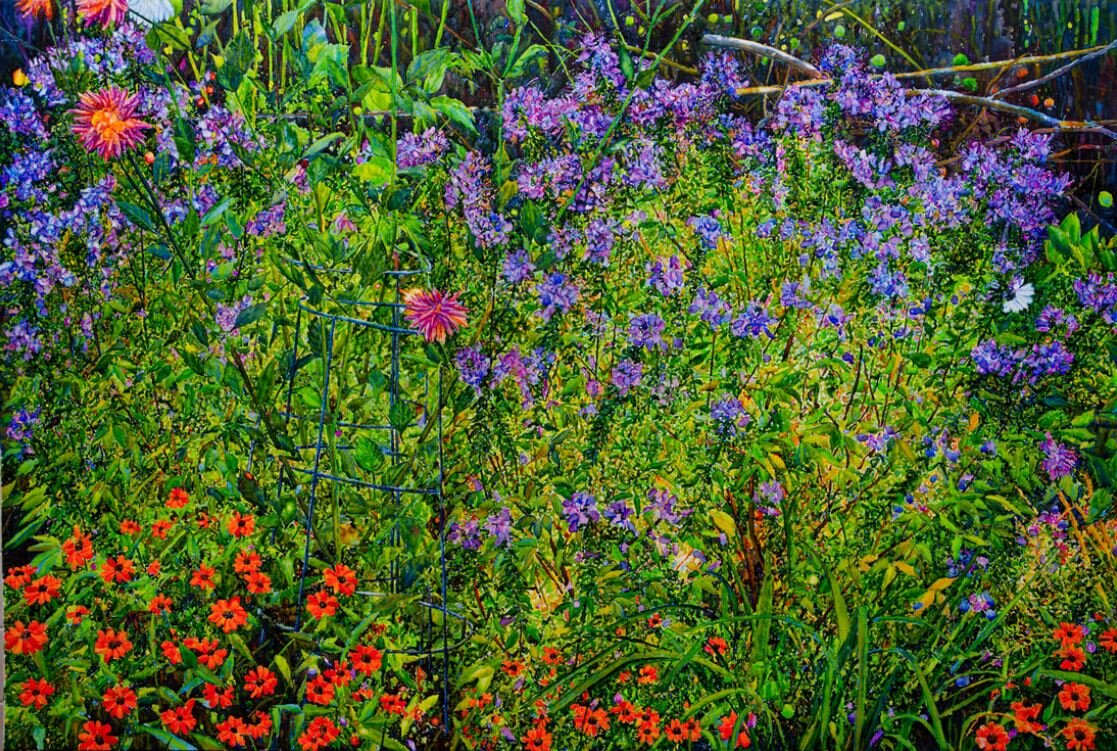 Bonnie's Summer Garden-Watercolor Mounted on Canvas, 32 x 48 (Copy)