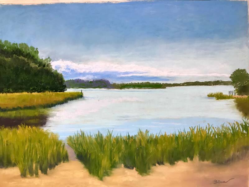 Gail L. Chase-Blue Summer Skies-Stony Brook Harbor-Pastel (Copy)