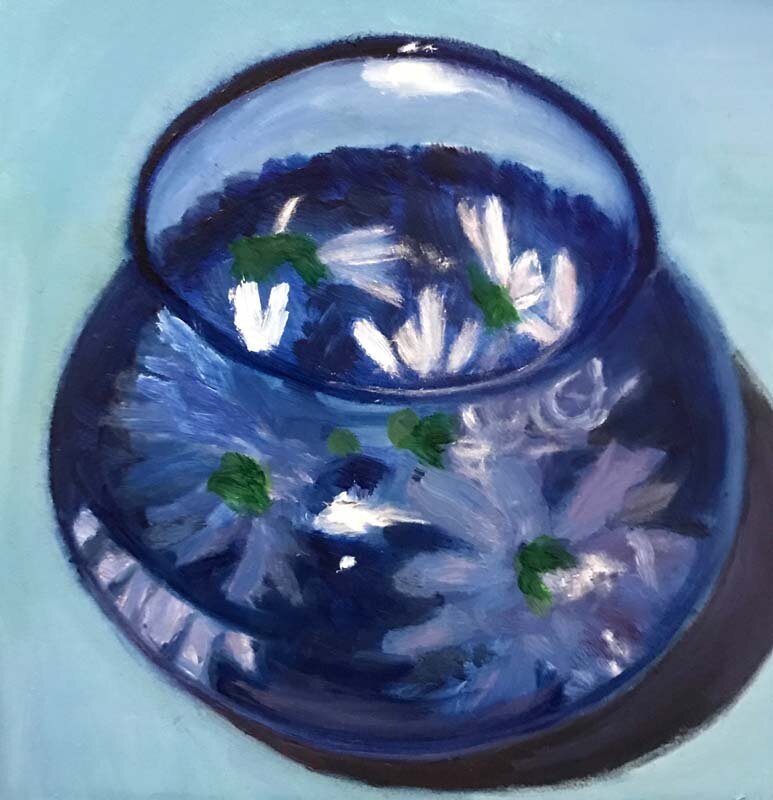 Theodora Zavala-Blue Vase with Daisies-Oil (Copy)