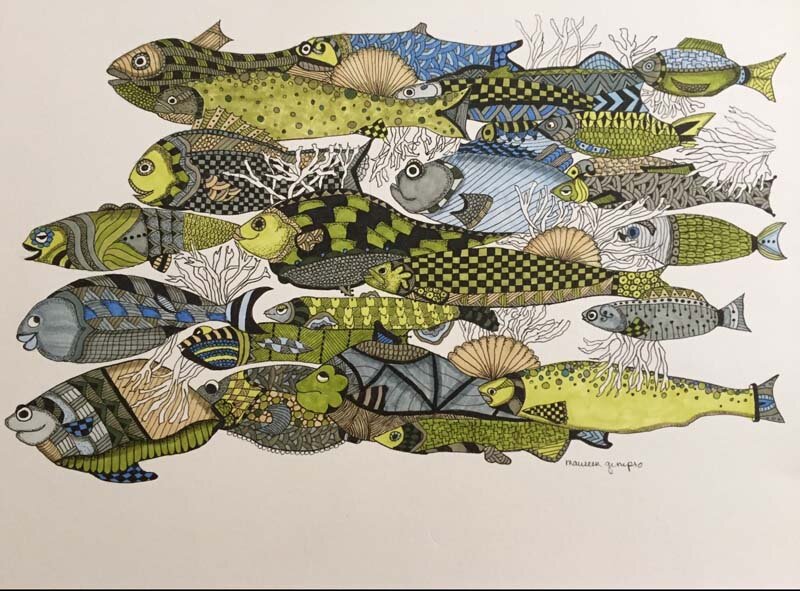 All the Fish in the Sea-Pen and Ink-$250