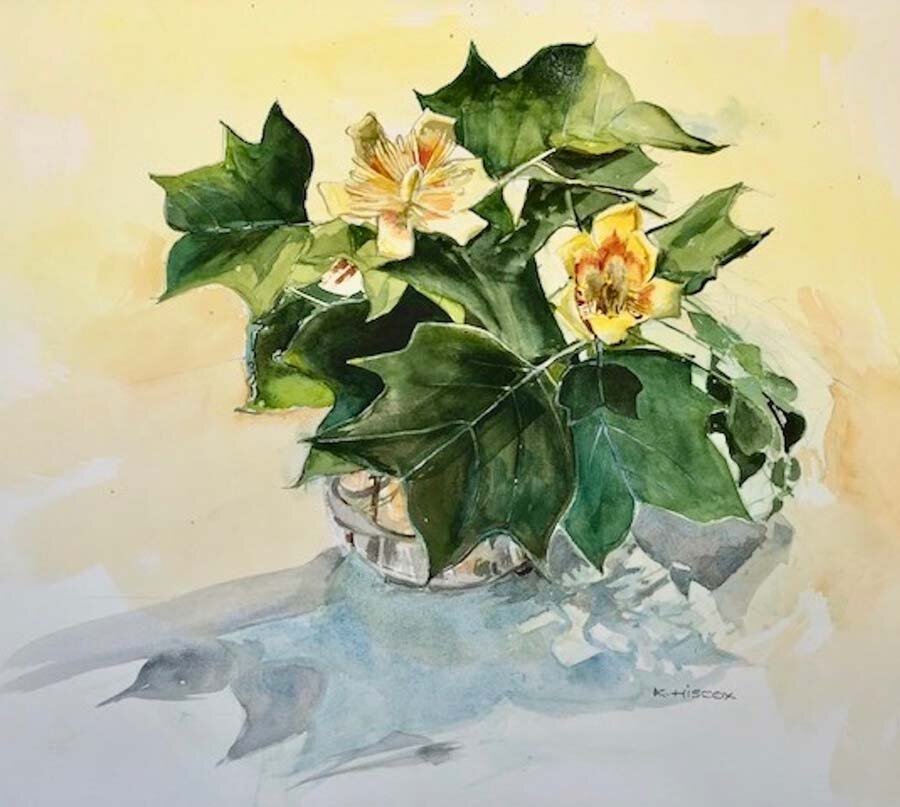 Katherine Hiscox-From the Tulip Tree-Watercolor-$500