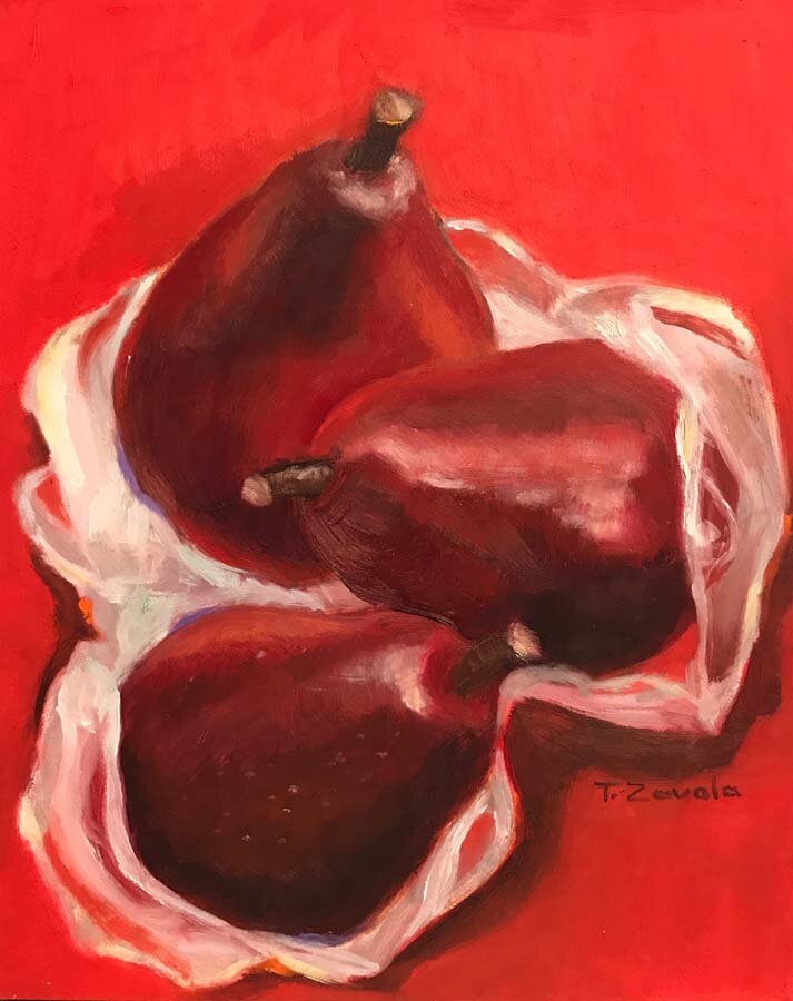 Theodora Zavala-Three Red Pears-Oil-$400