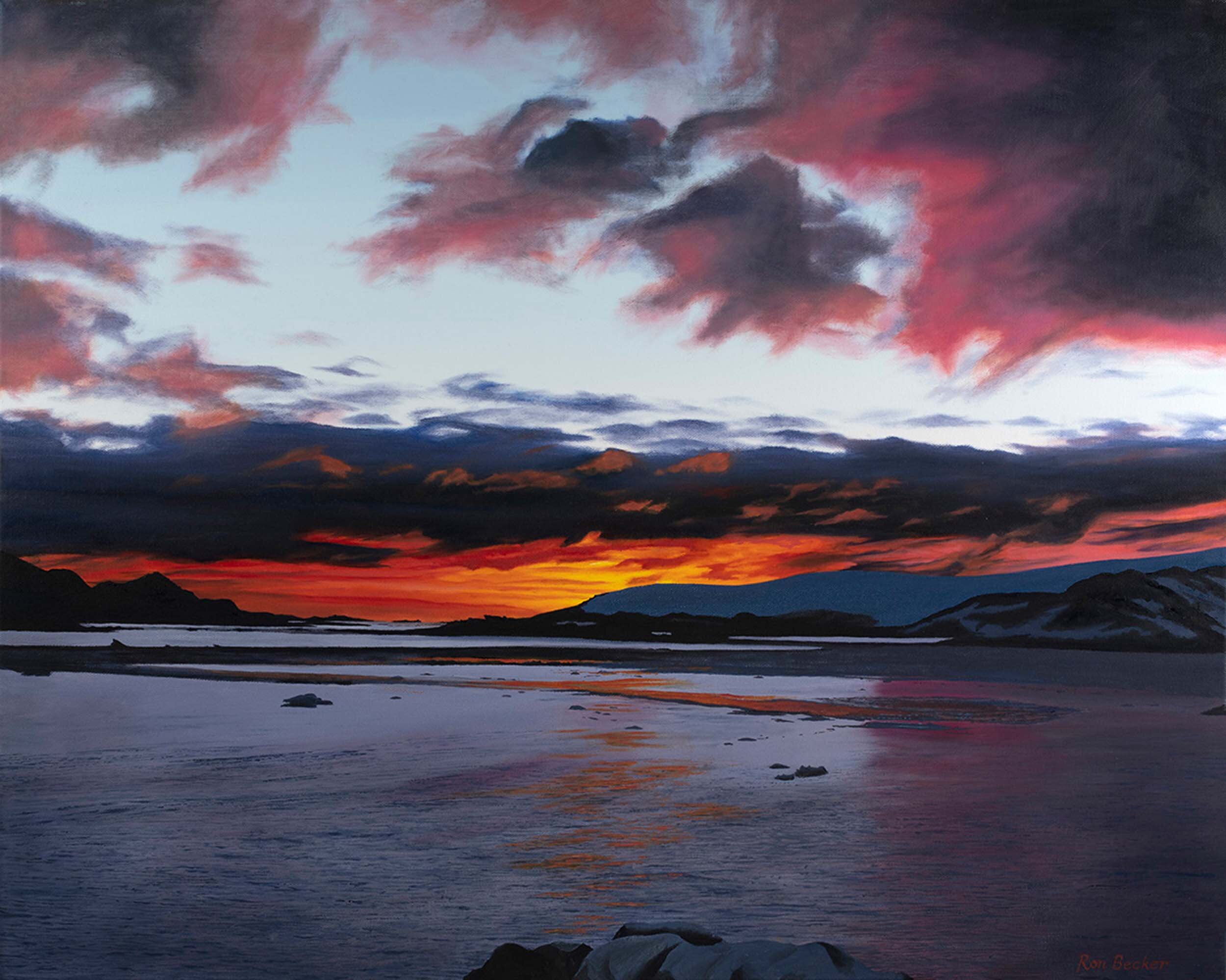 Antarctica Sunrise - oil - 24 x 30 - $2250