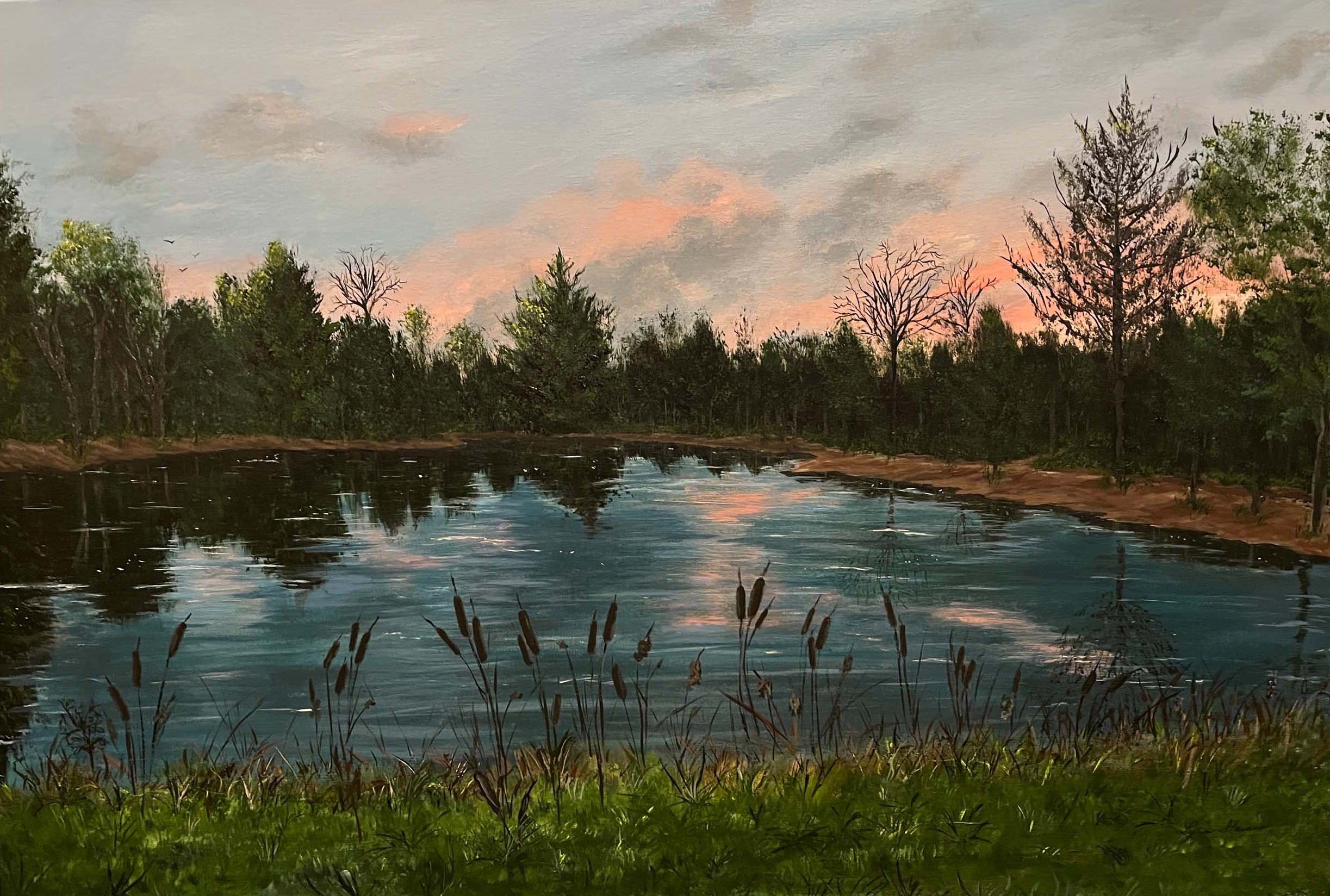 Cattails at Sunset-acrylic on canvas-36” x 24”