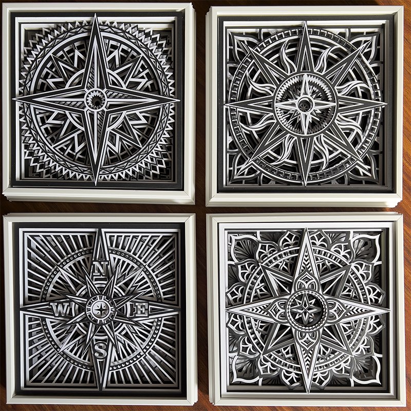 Compass Rose Mandala Collection--9LayerPaper